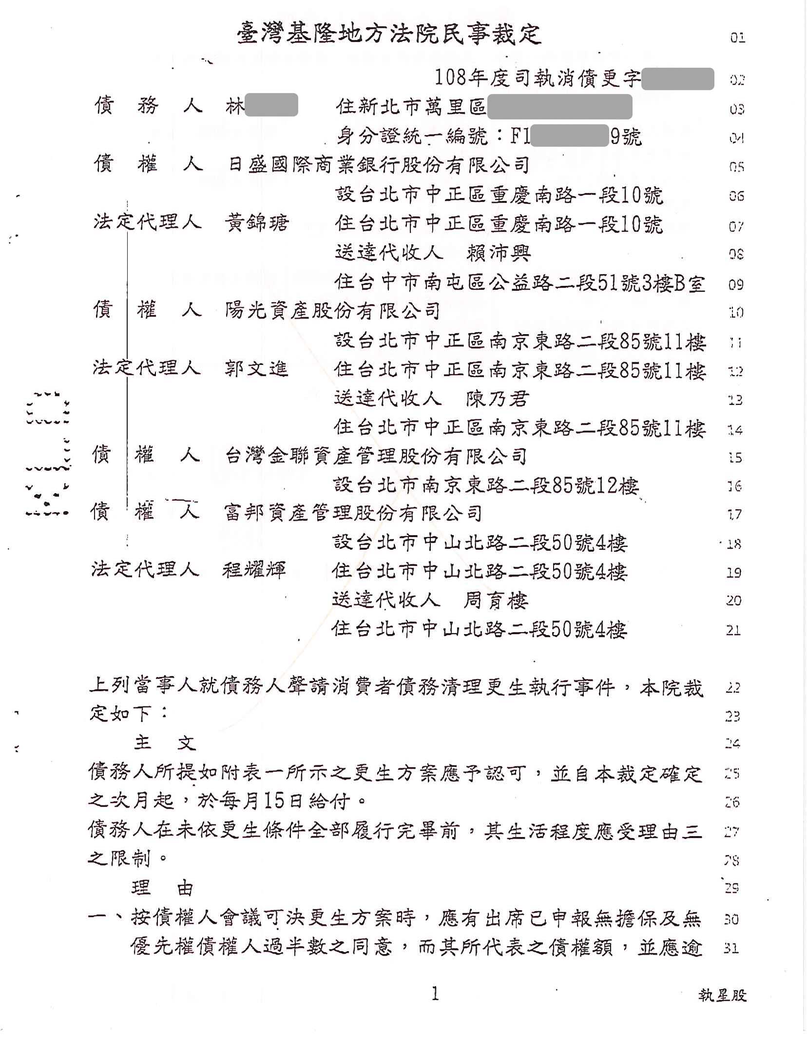 卡債更生|更生免費諮詢|更生協商|基隆地院債務更生成功核准，總債務約140萬，僅償還約28萬