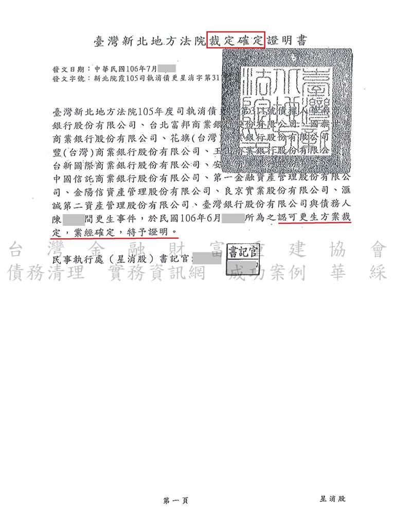 更生程序|更生條件|更生協商|新北地院卡債更生成功，總債務約558萬僅還約61萬