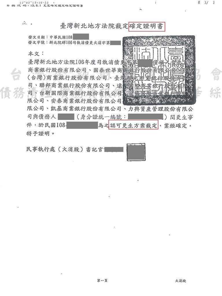 更生免費諮詢|更生協商|卡債更生|新北地院債務更生成功核准，總債務約932萬，僅償還約35萬