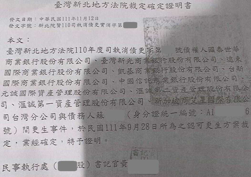 卡債更生|更生免費諮詢|更生協商|新北地院債務更生成功核准，總債務約300萬，僅償還約50萬