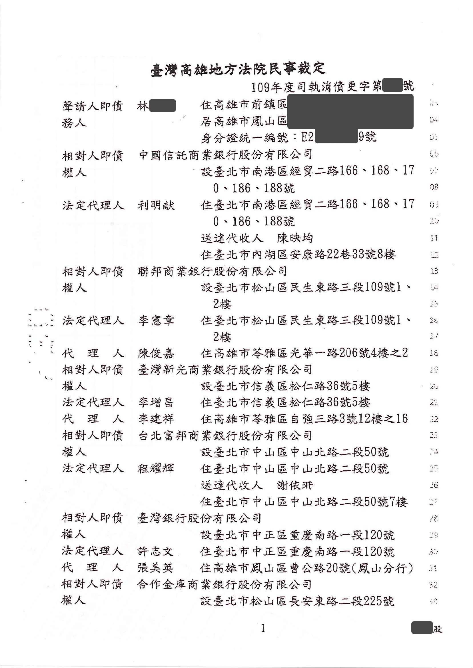 更生免費諮詢|更生協商|卡債更生|高雄地院債務更生成功核准，總債務約650萬，僅償還約27萬