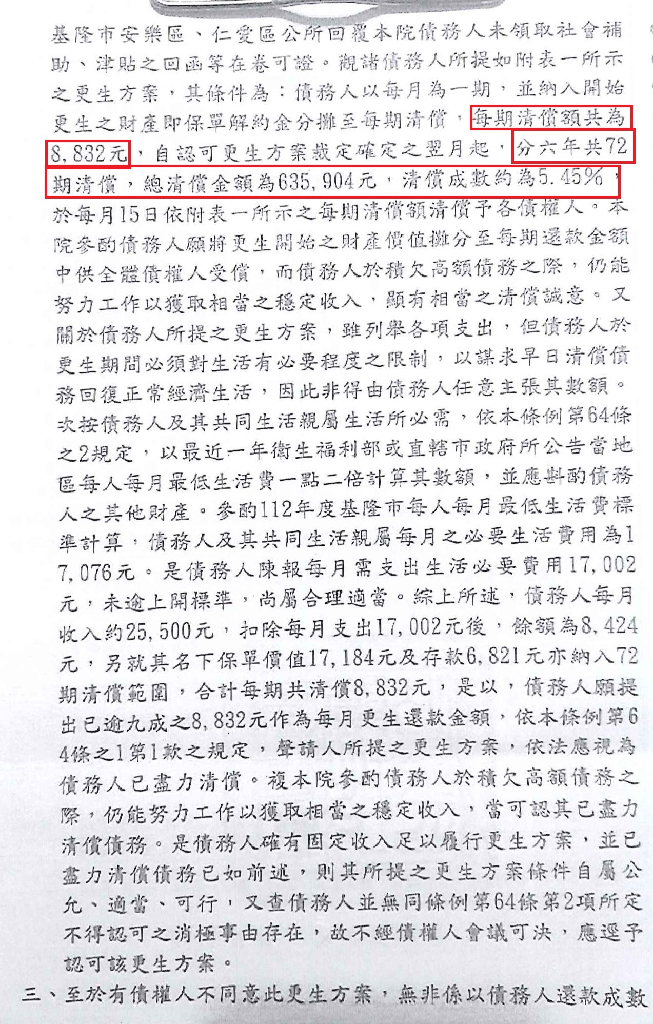 更生條件|法院更生|債務更生|基隆地院債務更生成功核准，總債務約1167萬，僅償還約63萬